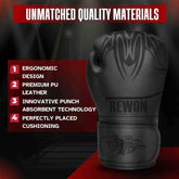 Rewon boxing gloves showcasing ergonomic design and premium PU leather for unmatched punch absorbent technology.
